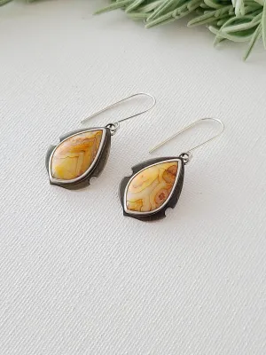 Navette Earrings-Australian Crazy Lace Agate