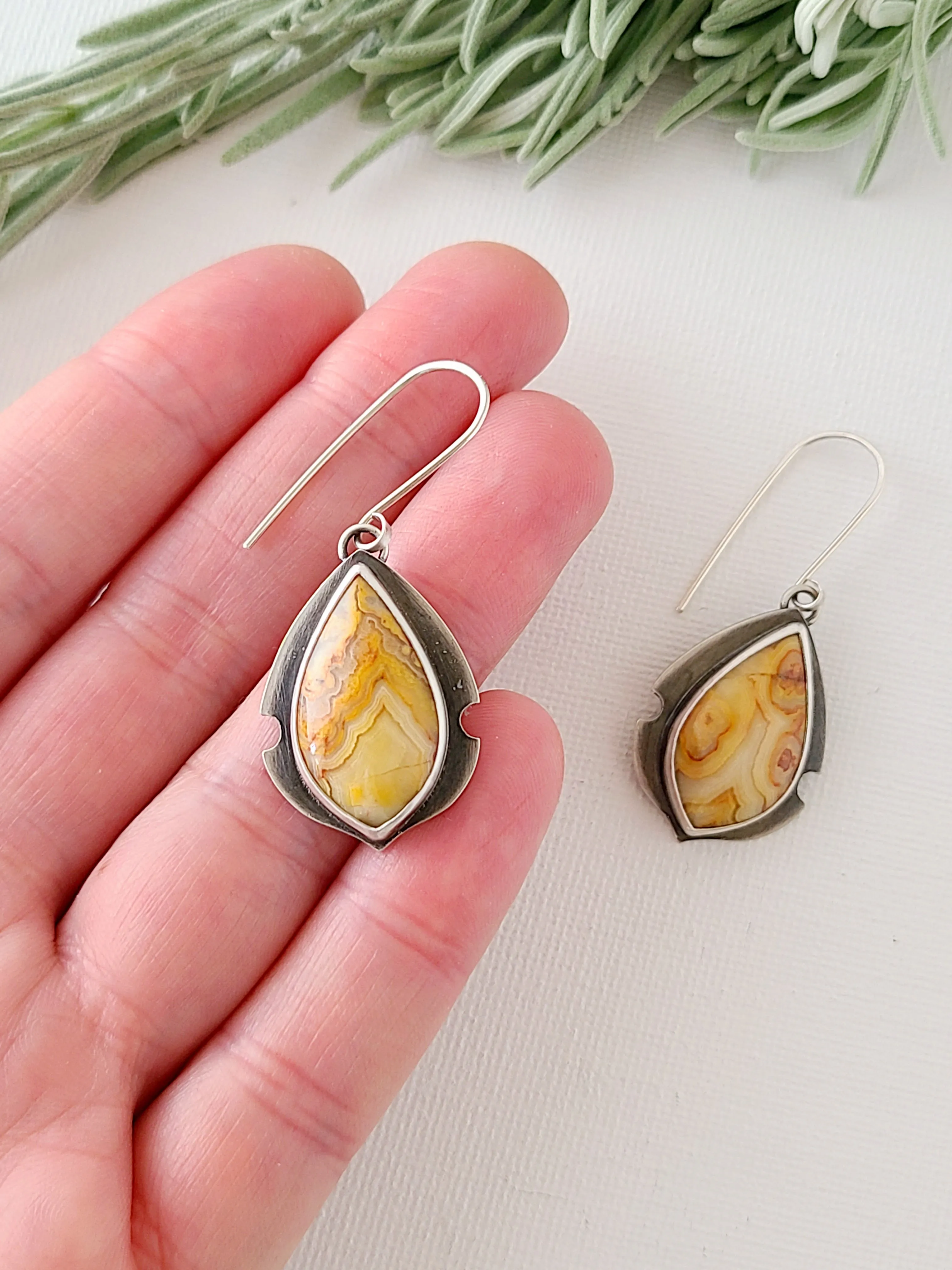 Navette Earrings-Australian Crazy Lace Agate