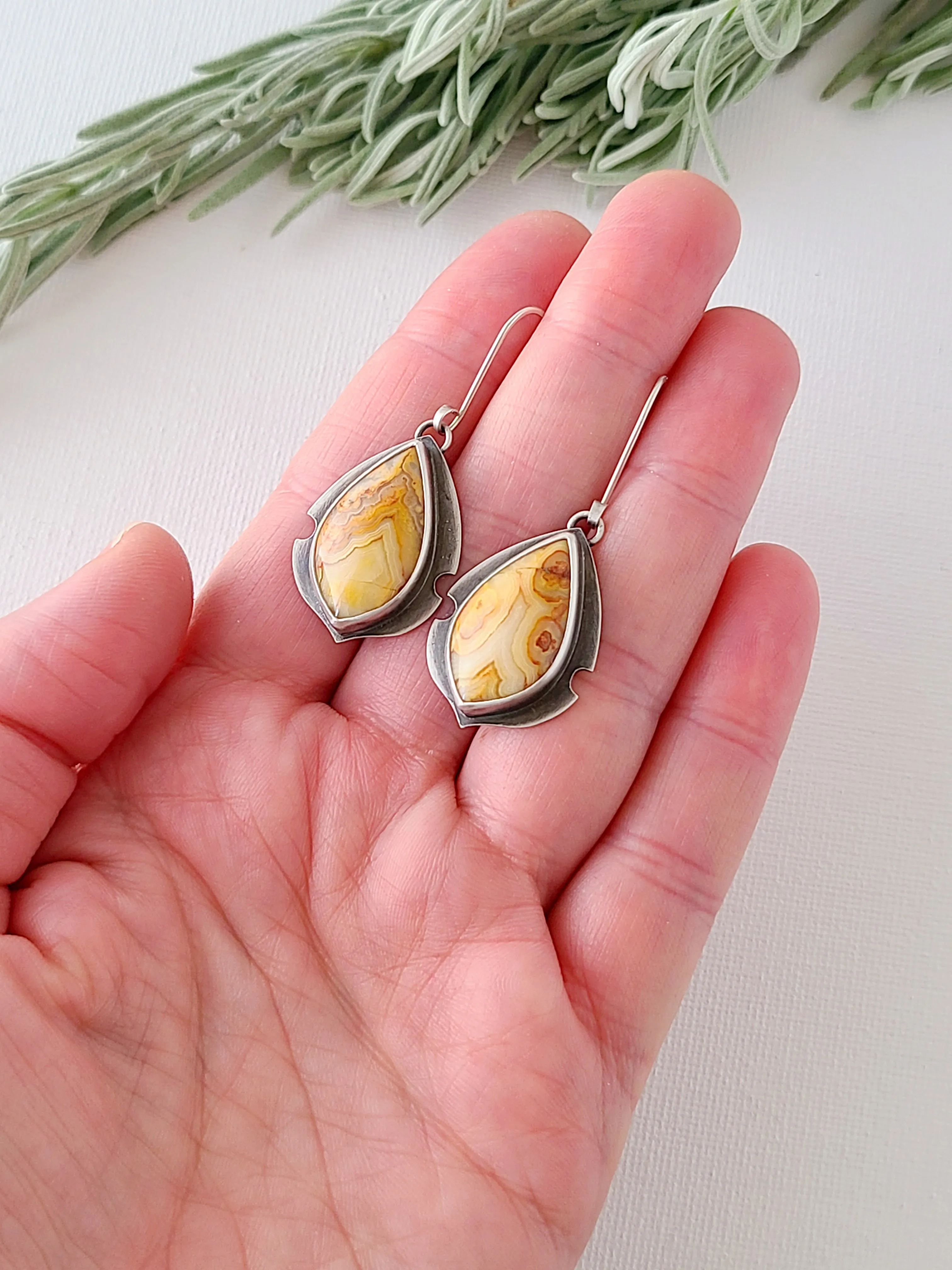 Navette Earrings-Australian Crazy Lace Agate