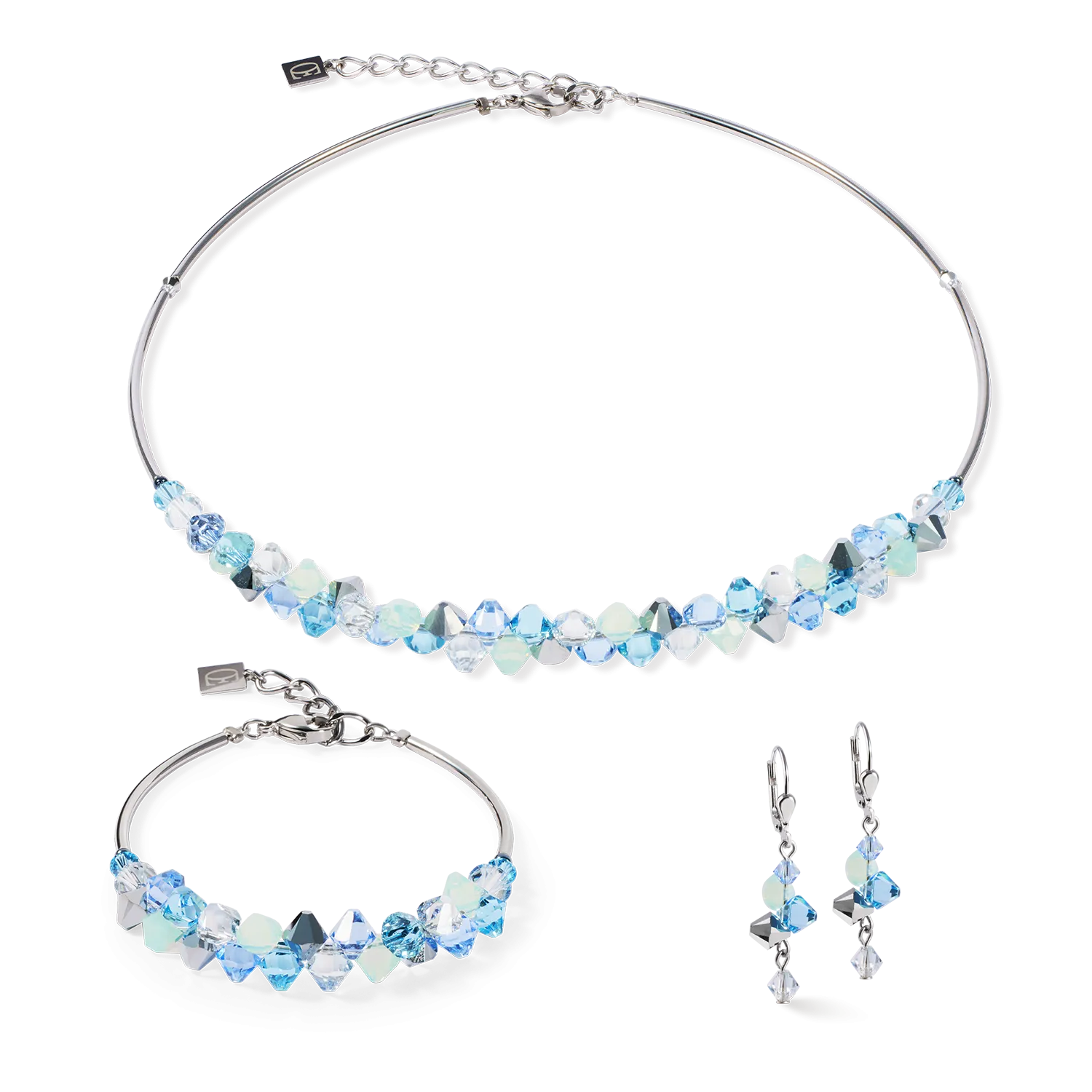 Necklace Dancing Crystals silver-blue