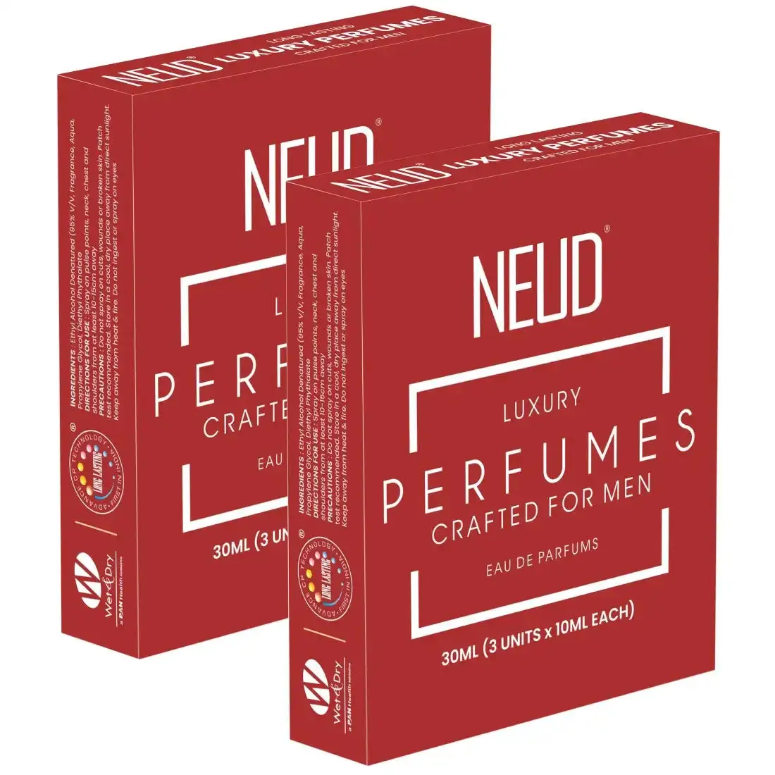 NEUD Luxury Pocket Perfume Gift Set for Men - Long Lasting Eau de Parfum (Citrus, Lavender, Cedarwood Fragrance) - 3x10ml