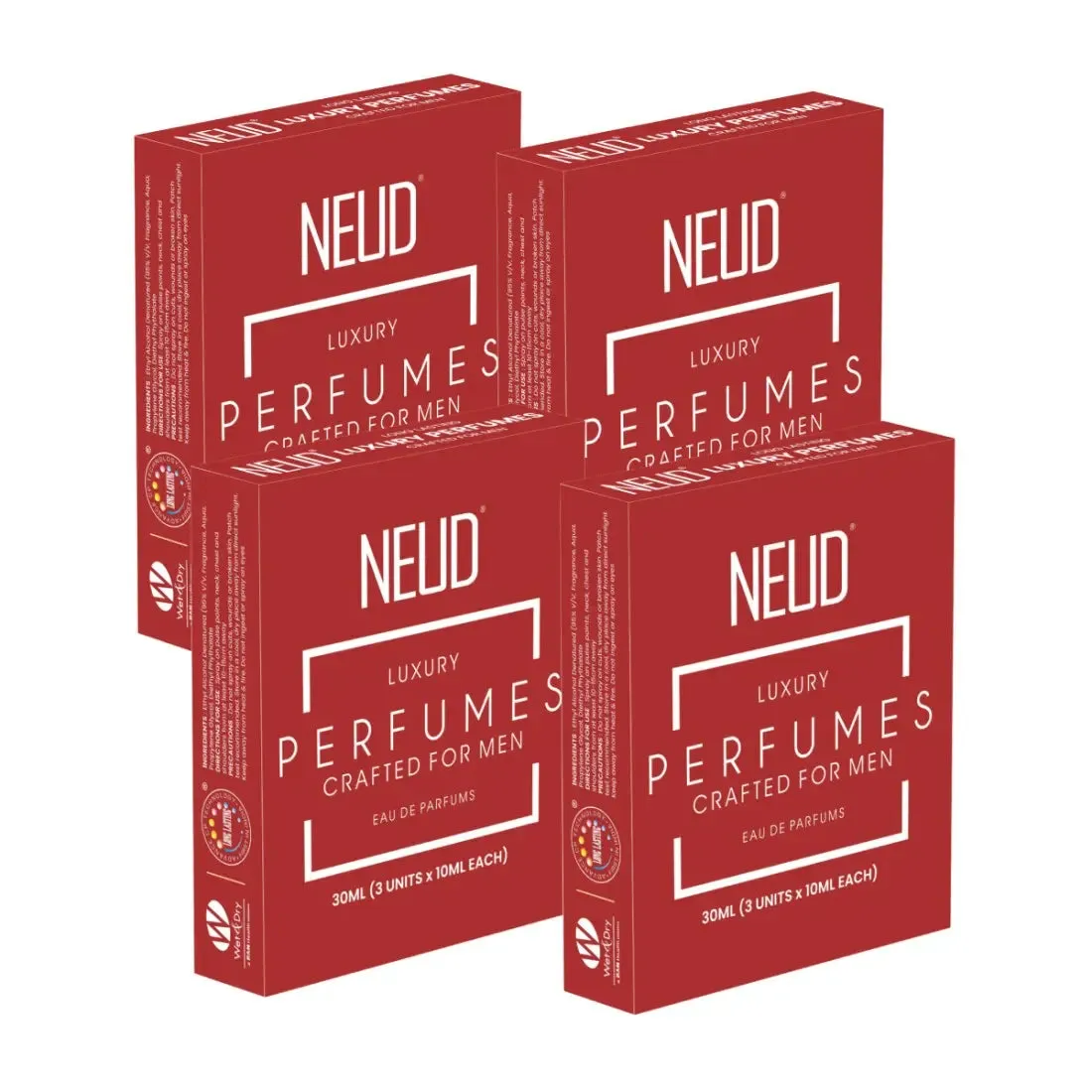 NEUD Luxury Pocket Perfume Gift Set for Men - Long Lasting Eau de Parfum (Citrus, Lavender, Cedarwood Fragrance) - 3x10ml