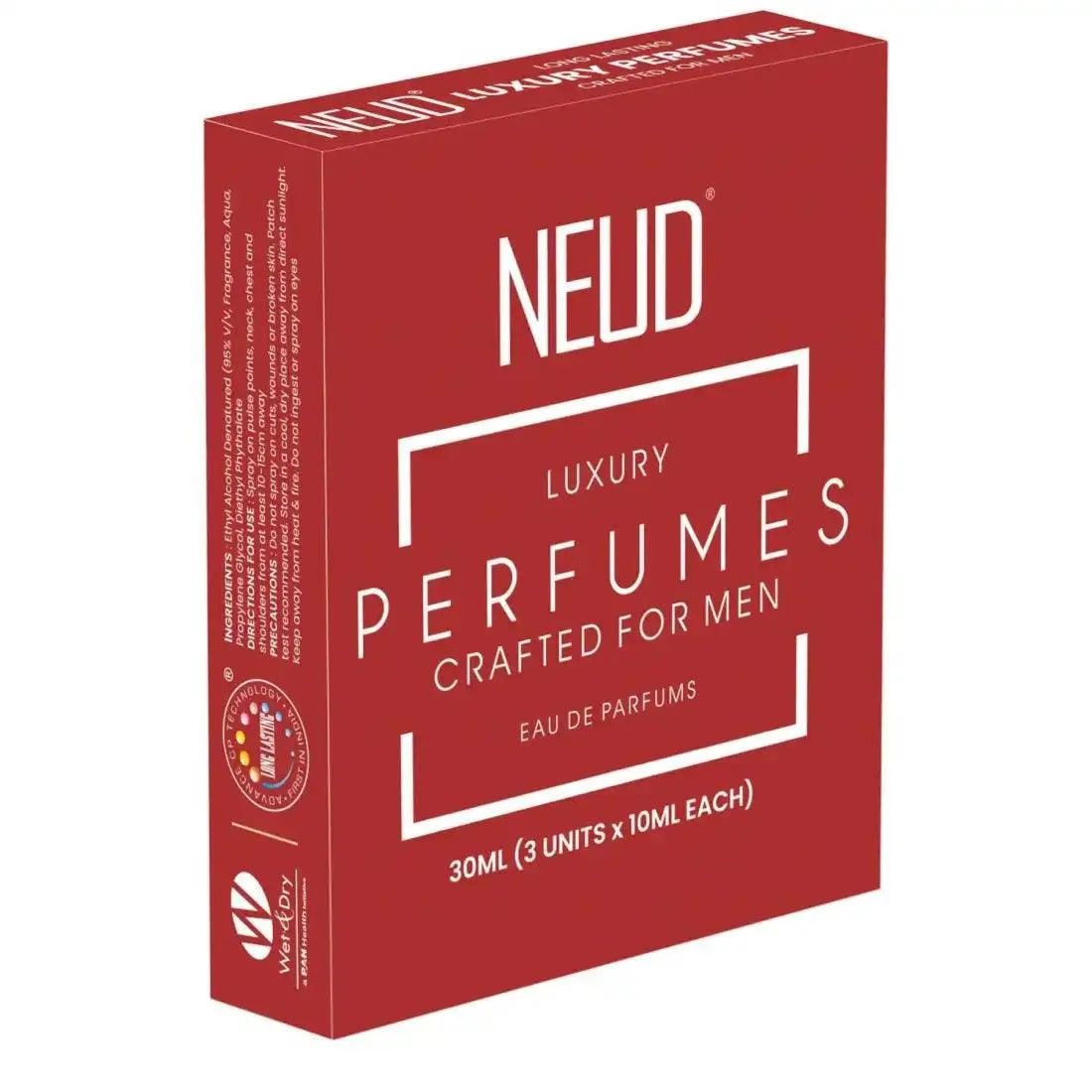 NEUD Luxury Pocket Perfume Gift Set for Men - Long Lasting Eau de Parfum (Citrus, Lavender, Cedarwood Fragrance) - 3x10ml