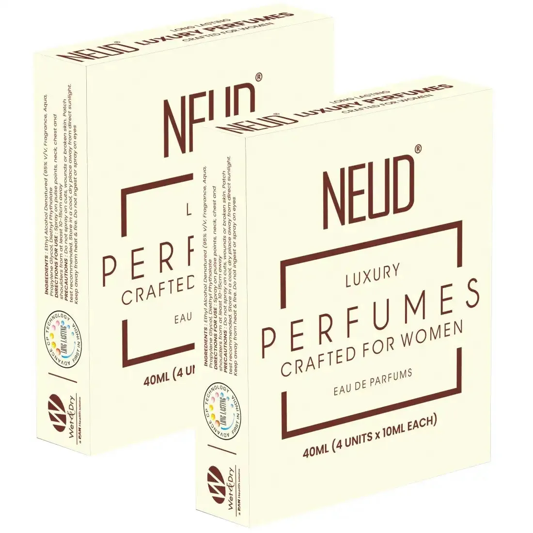 NEUD Luxury Pocket Perfume Gift Set for Women - Long Lasting Eau de Parfum (Fruity, Rose, Musk, Green Apple) - 4x10ml