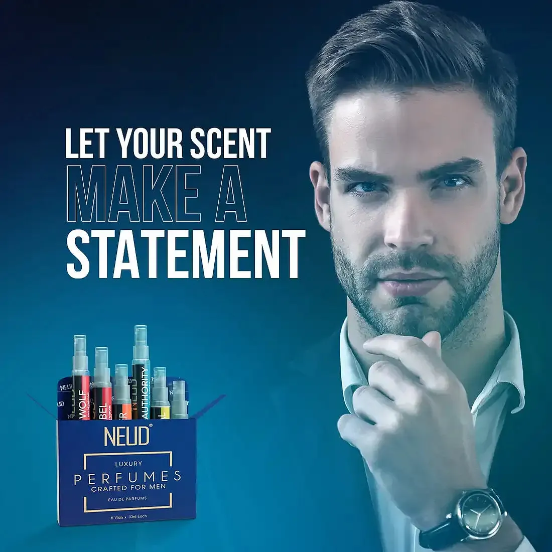 NEUD Luxury Pocket Perfumes for Men Long Lasting EDP - 6 Vials x 10ml Each