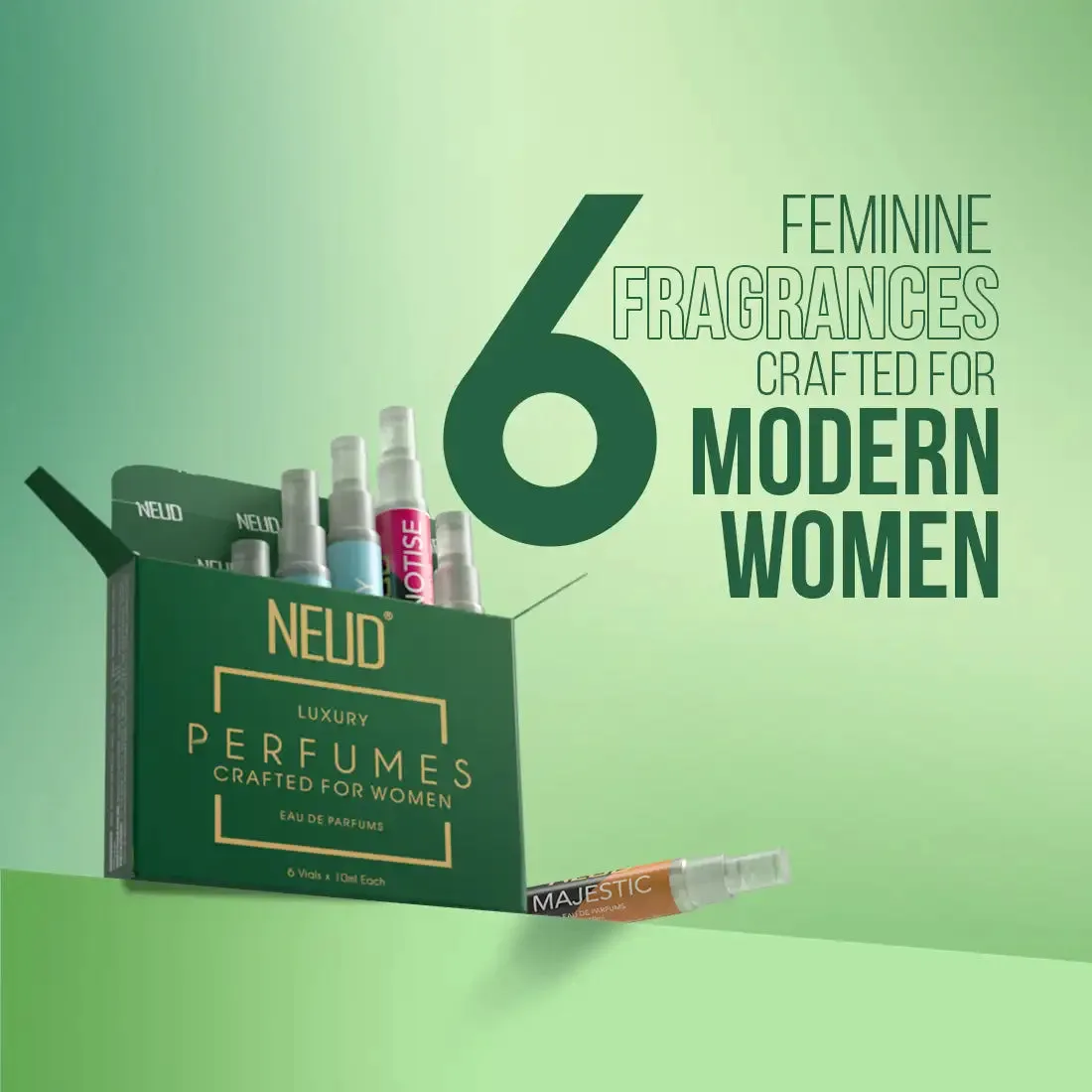 NEUD Luxury Pocket Perfumes for Women Long Lasting EDP - 6 Vials x 10ml Each