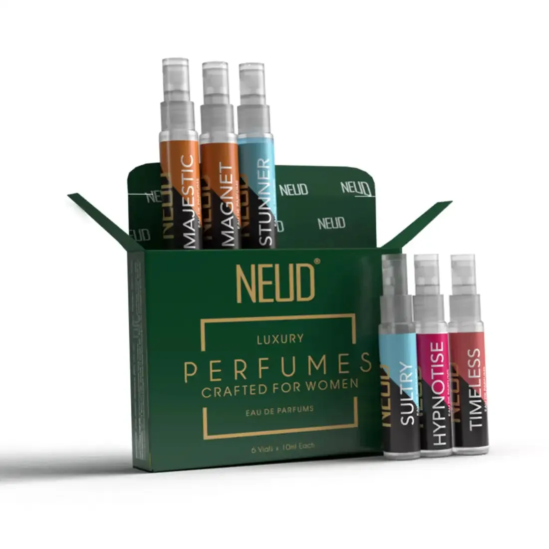 NEUD Luxury Pocket Perfumes for Women Long Lasting EDP - 6 Vials x 10ml Each