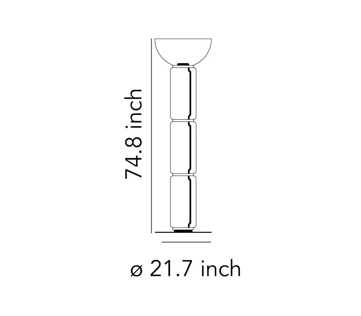 Noctambule - Floor Lamp with 3 High Cylinders with Bowl and Large Base