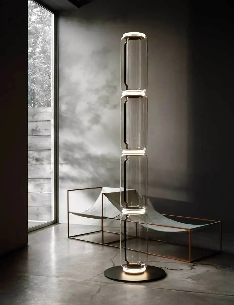 Noctambule - Floor Lamp with 4 High Cylinders and Large Base