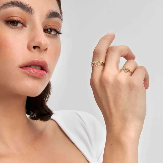 Nomination Lovecloud Ring, Heart, Cubic Zirconia, 24K Gold