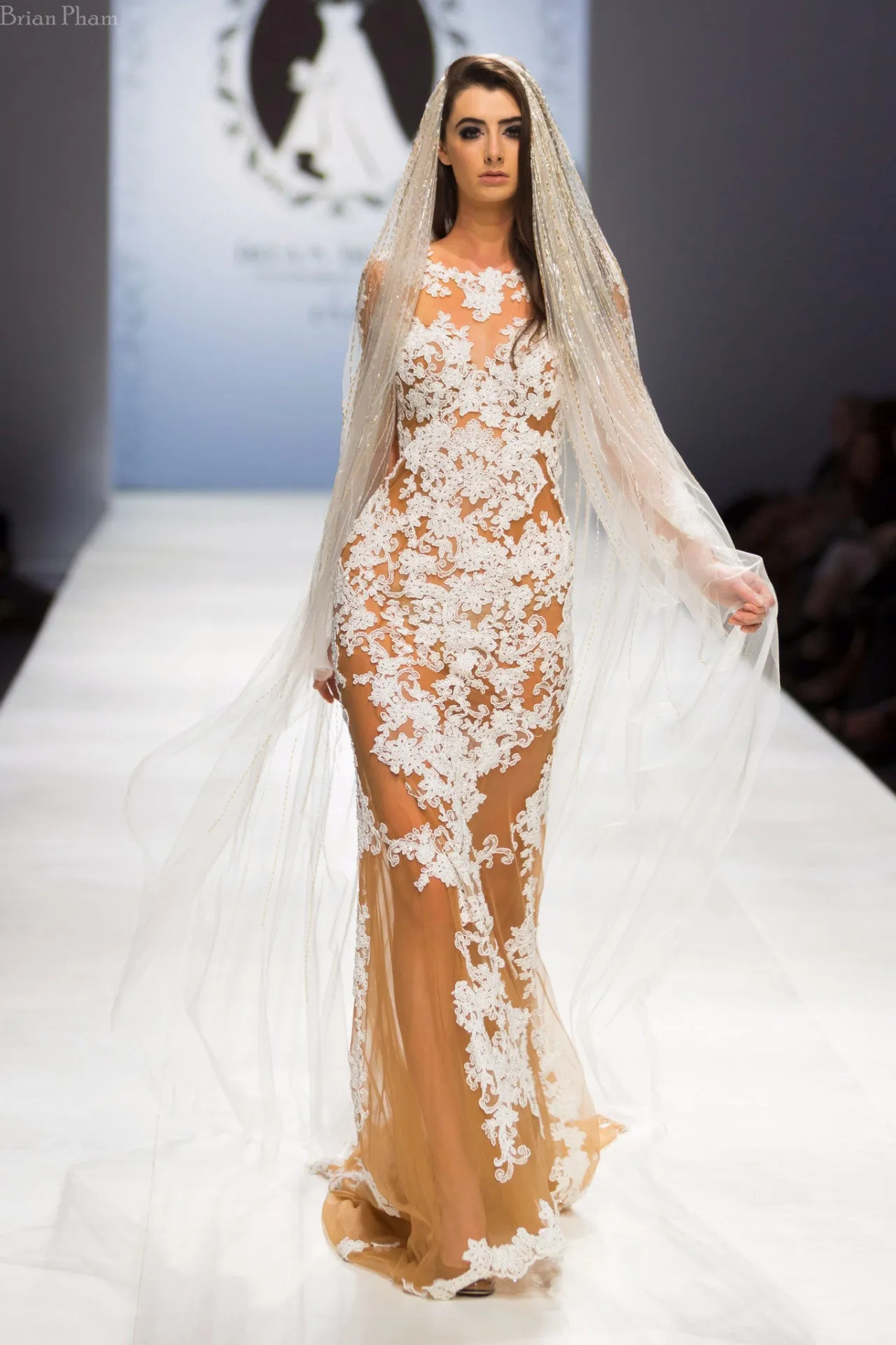 Nude Dress With White Lace Appliqué (#Lucy)