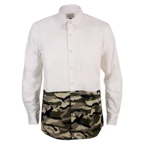 Obeezi Exquisite  Half Camouflage Designed  Shirt - White