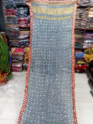 Olive Atelier-Grey Banarsi Silk Chundri Dupatta