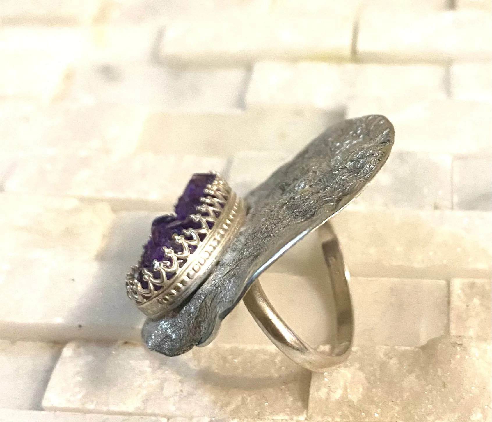 One of a kind adjustable ring- Amethyst
