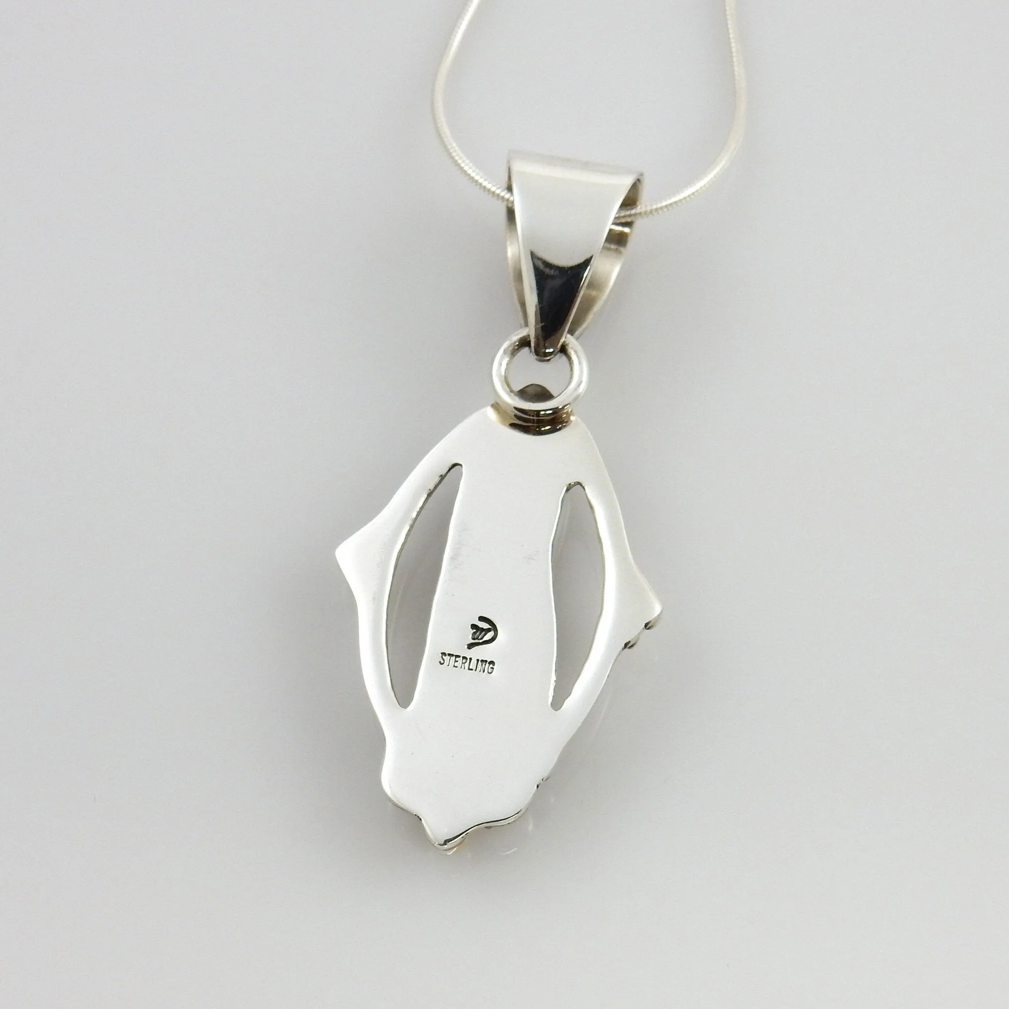 One-of-a-kind Sterling Silver Coral Bear Pendant