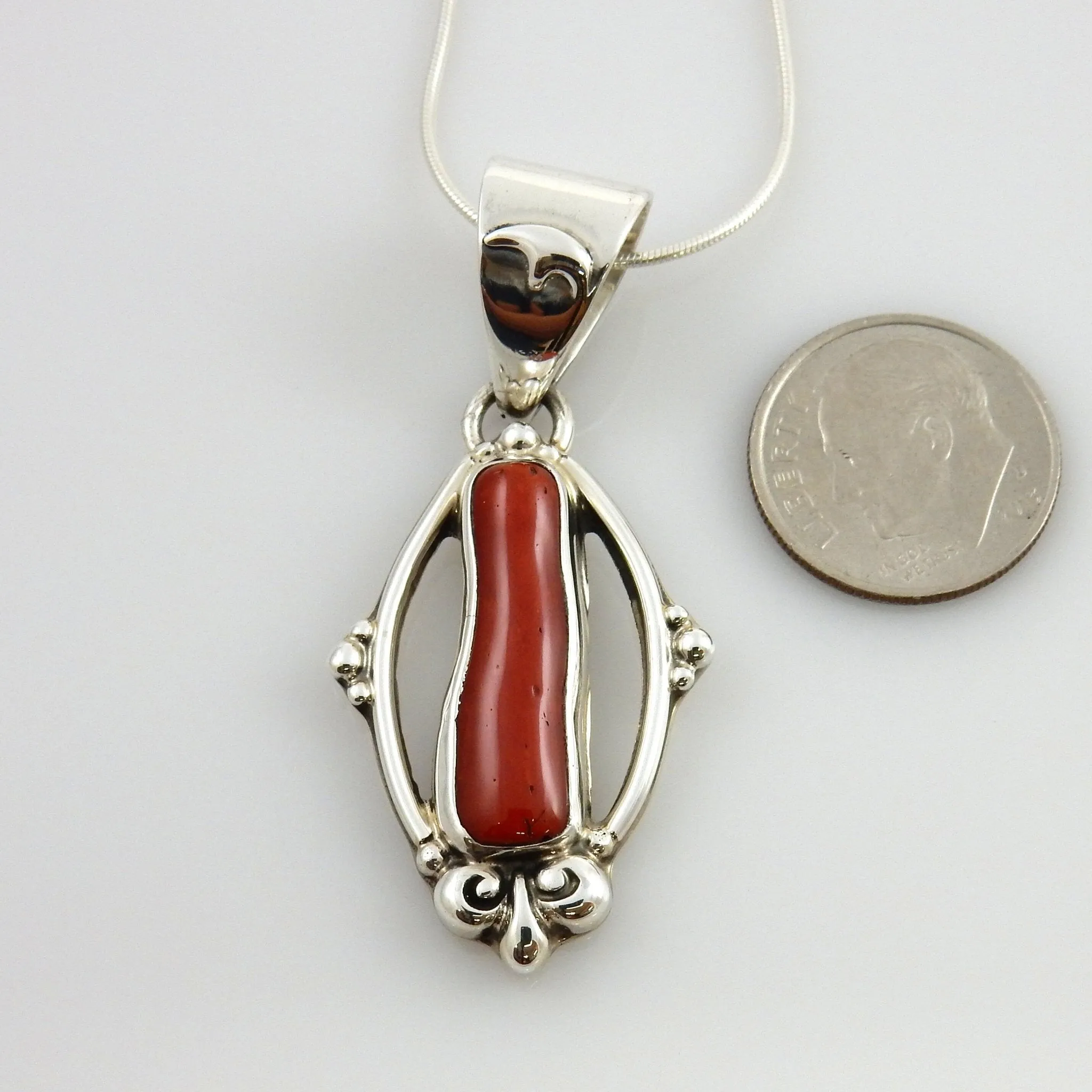 One-of-a-kind Sterling Silver Coral Bear Pendant