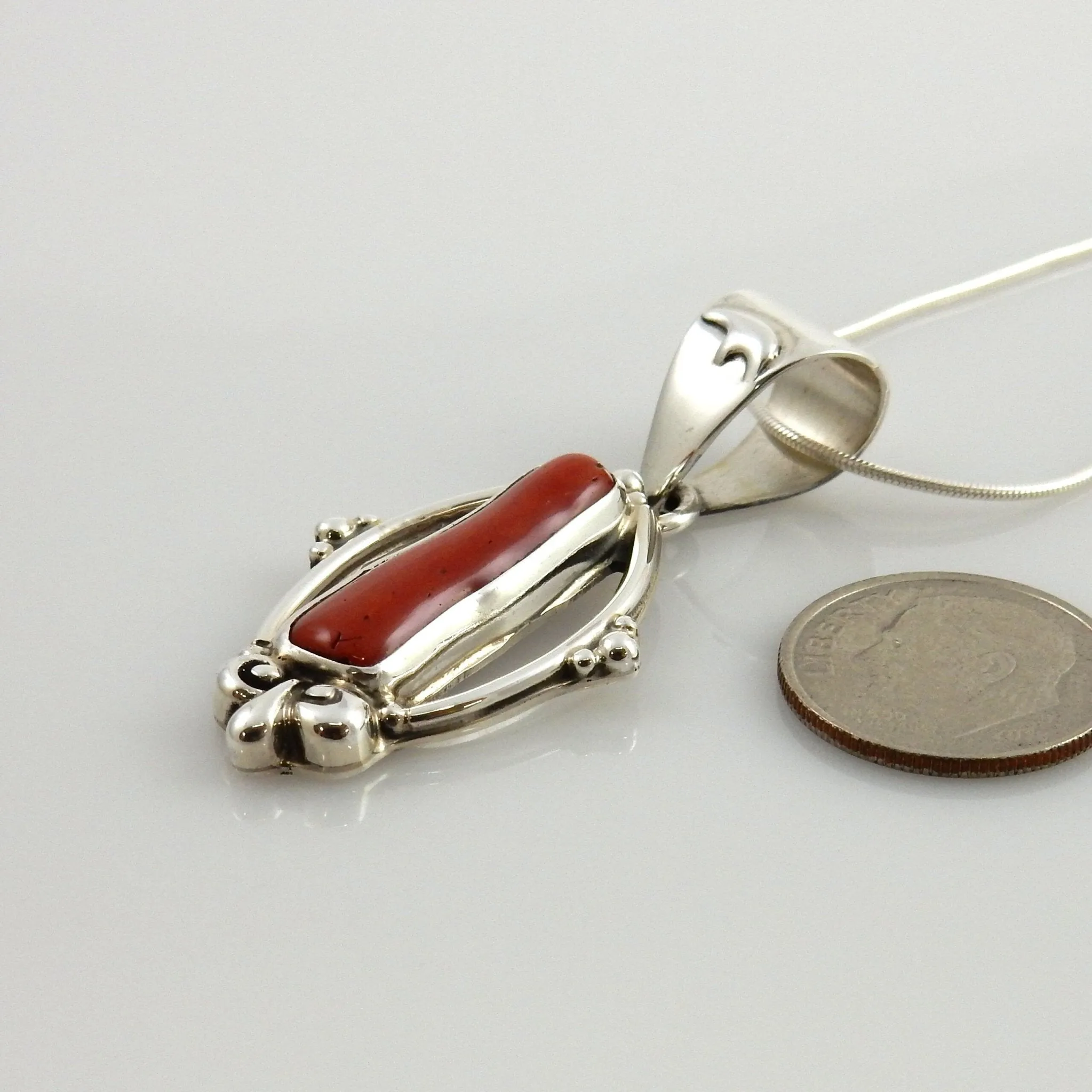 One-of-a-kind Sterling Silver Coral Bear Pendant