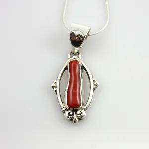 One-of-a-kind Sterling Silver Coral Bear Pendant