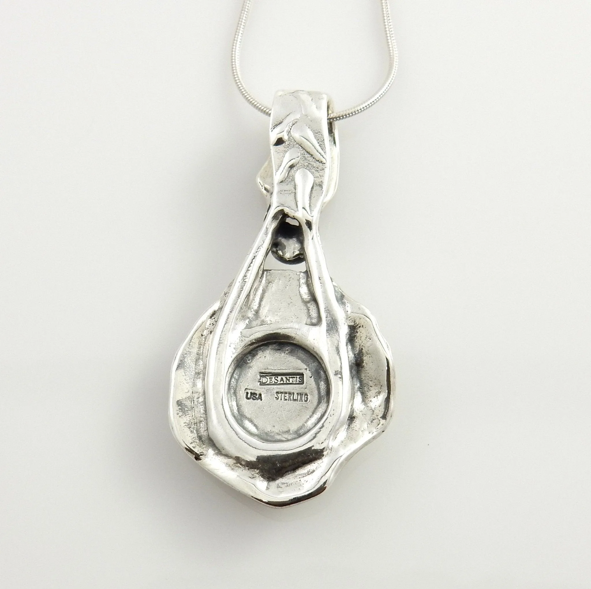 One of a Kind Sterling Turquoise Lapis Silver Inlay Pendant