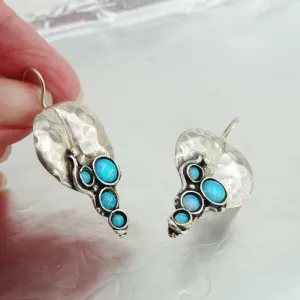 Opal Earrings 925 Sterling Silver  Handmade Artistic Hadar Designers (H 2663)