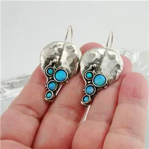 Opal Earrings 925 Sterling Silver  Handmade Artistic Hadar Designers (H 2663)