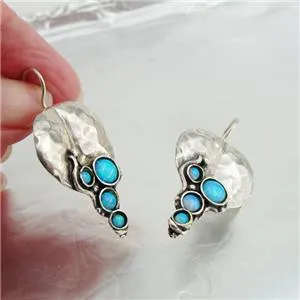 Opal Earrings 925 Sterling Silver  Handmade Artistic Hadar Designers (H 2663)