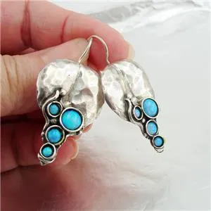 Opal Earrings 925 Sterling Silver  Handmade Artistic Hadar Designers (H 2663)