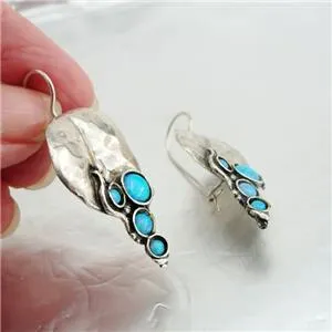 Opal Earrings 925 Sterling Silver  Handmade Artistic Hadar Designers (H 2663)