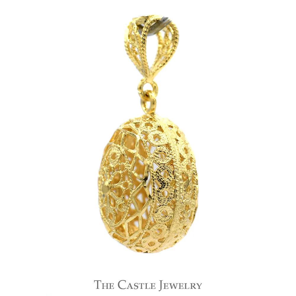 Open Intricate Fabergé Egg Charm Pendant in 14k Yellow Gold