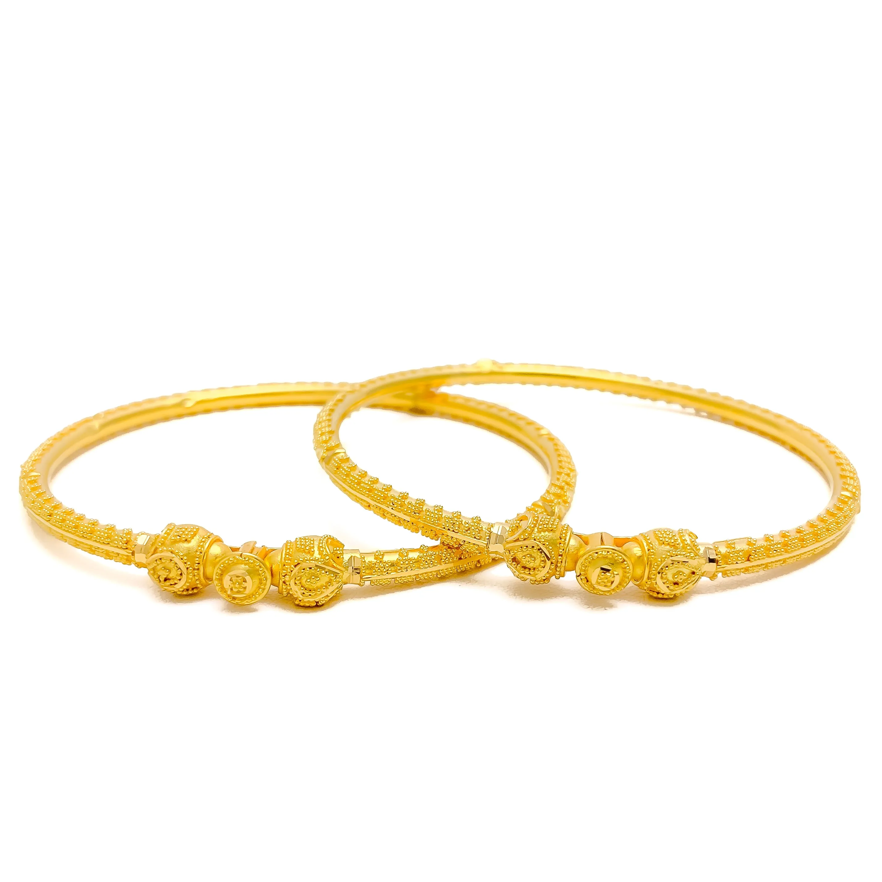 Opulent Fine Beaded 22k Gold Pipe Bangles