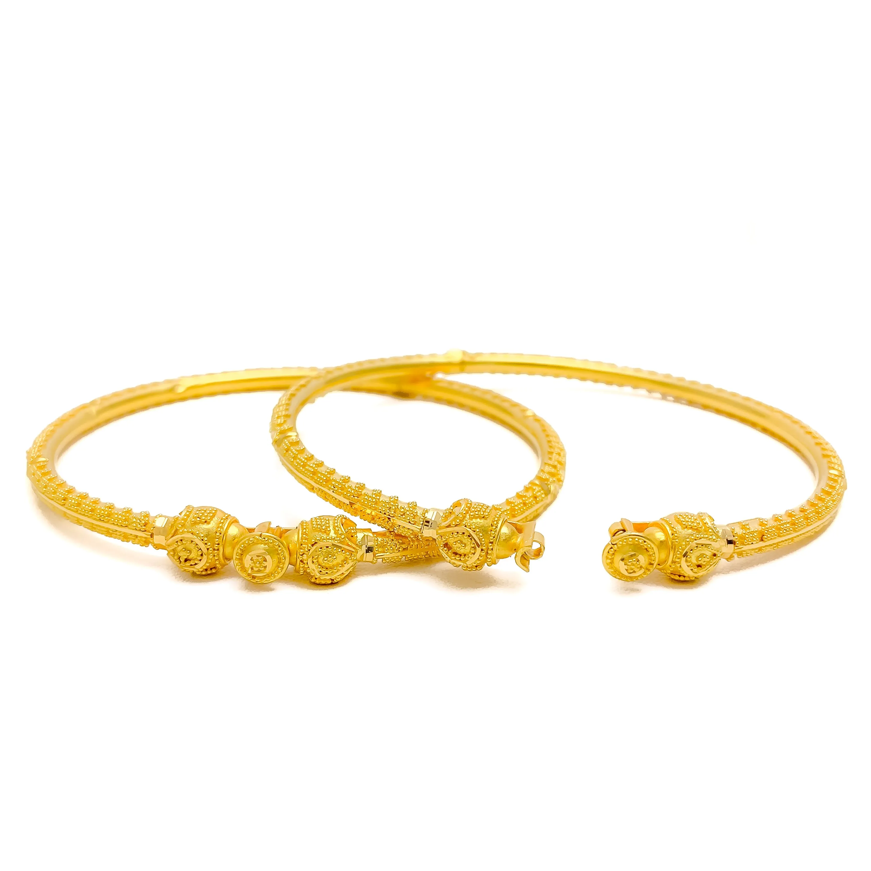 Opulent Fine Beaded 22k Gold Pipe Bangles