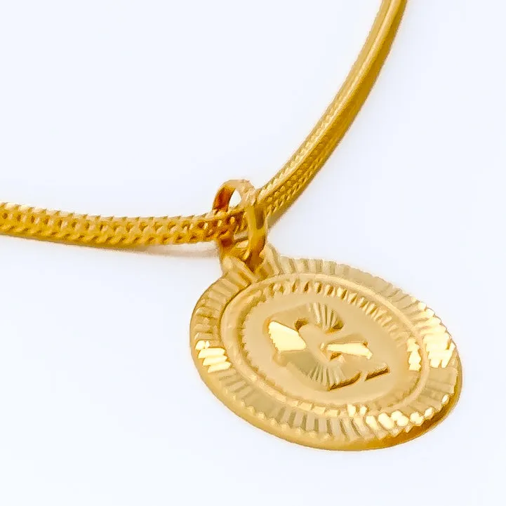 Opulent Round G 22k Gold Letter Pendant