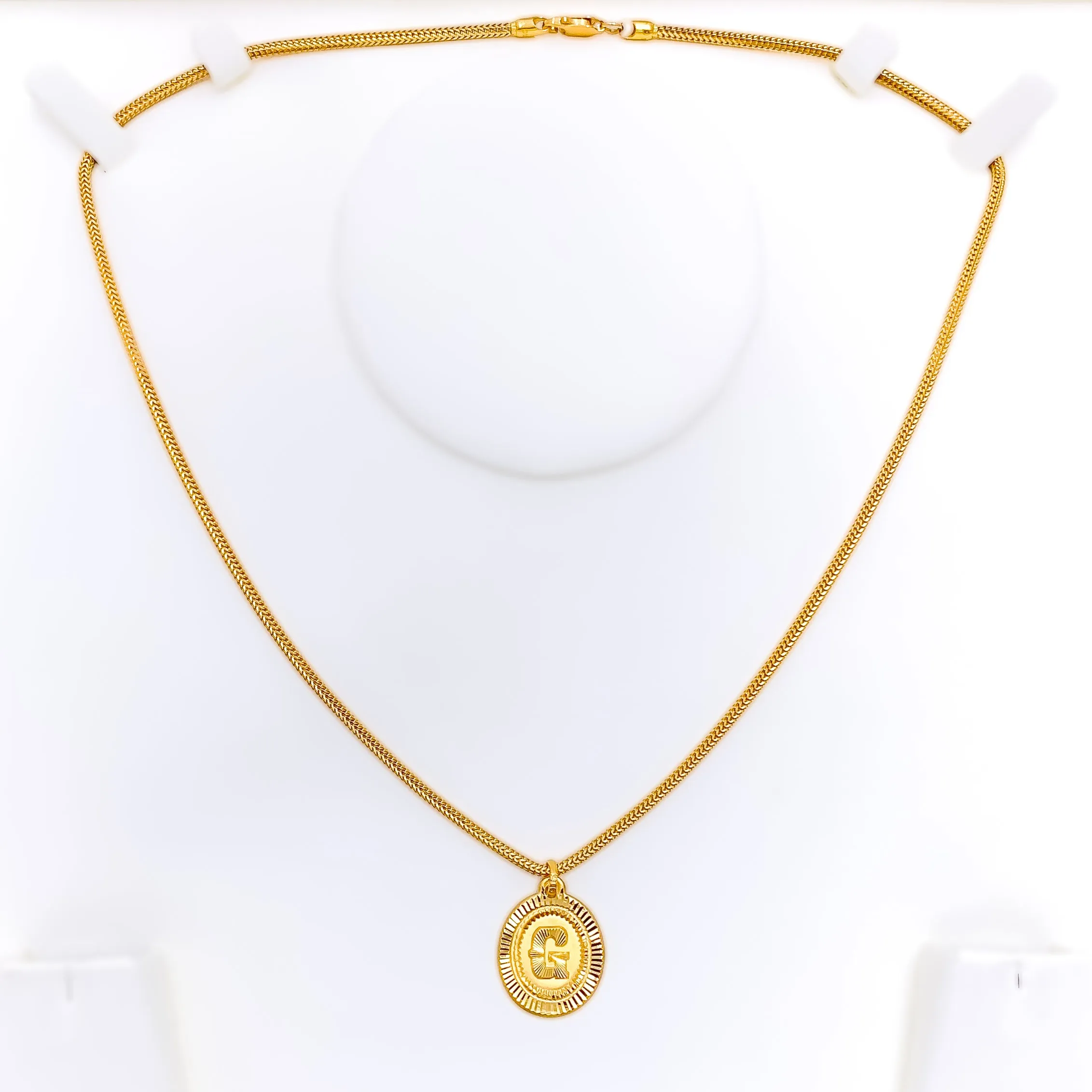 Opulent Round G 22k Gold Letter Pendant