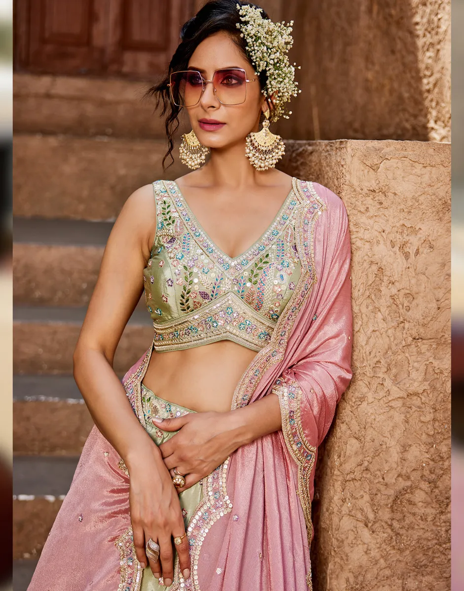 Opulent Satin Silk Sequin Embroidered Stitched Lehenga Choli with Dupatta Perfect for Weddings & Special Occasions