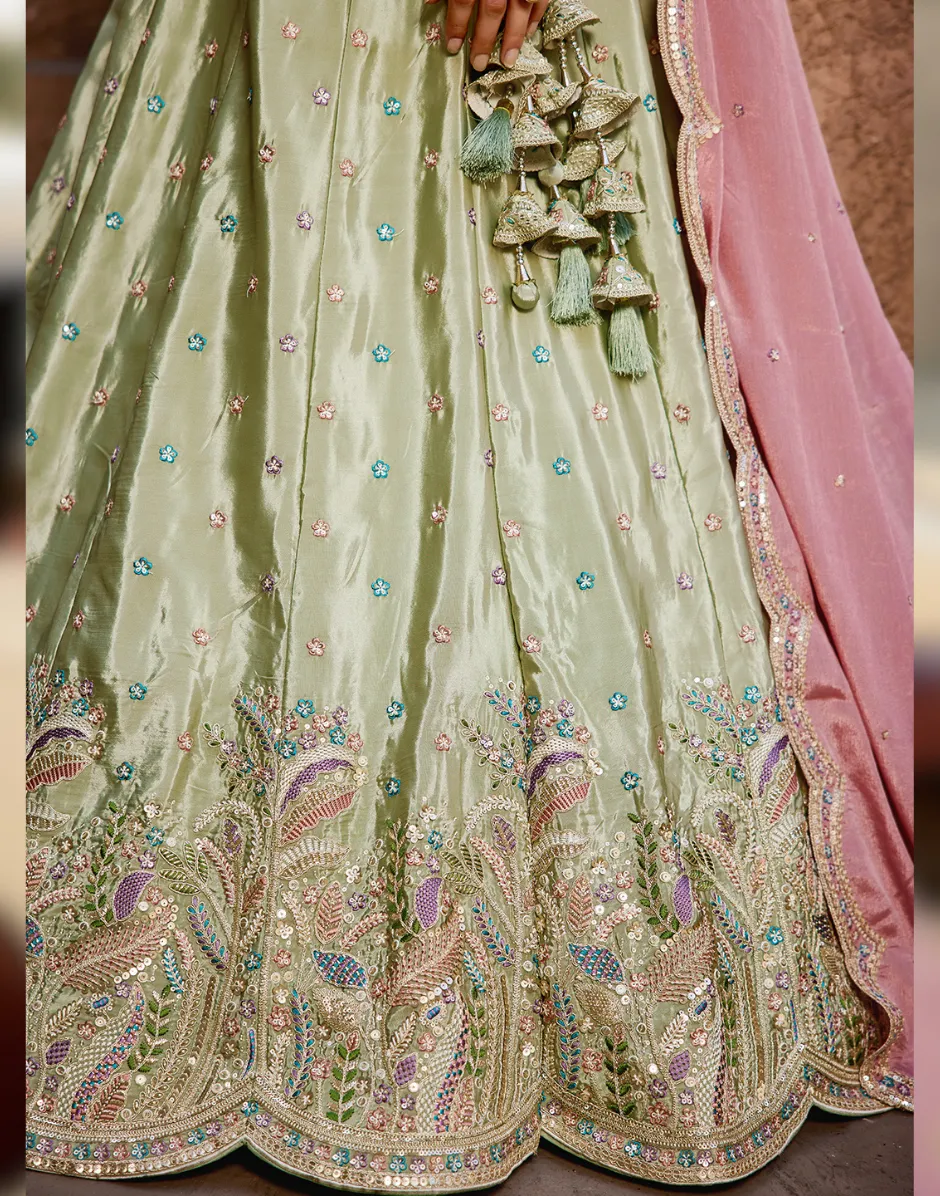 Opulent Satin Silk Sequin Embroidered Stitched Lehenga Choli with Dupatta Perfect for Weddings & Special Occasions