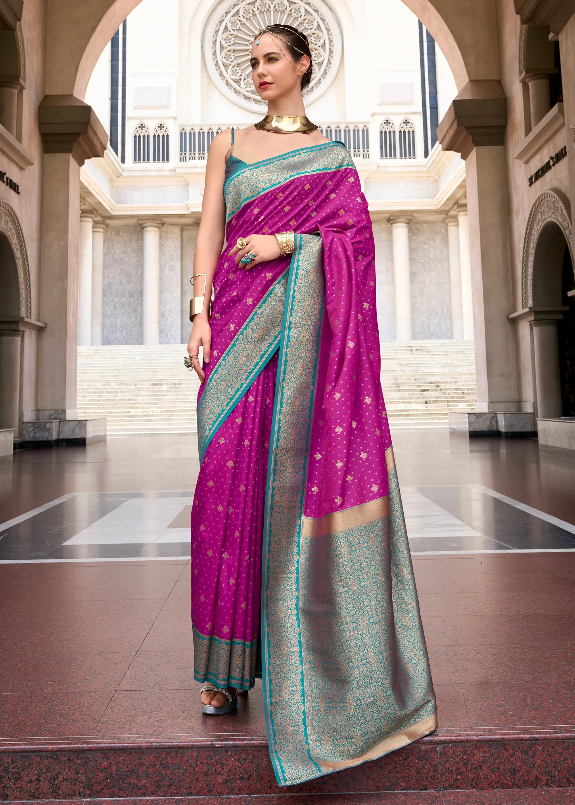 Orchid Purple Woven Banarasi Silk Saree