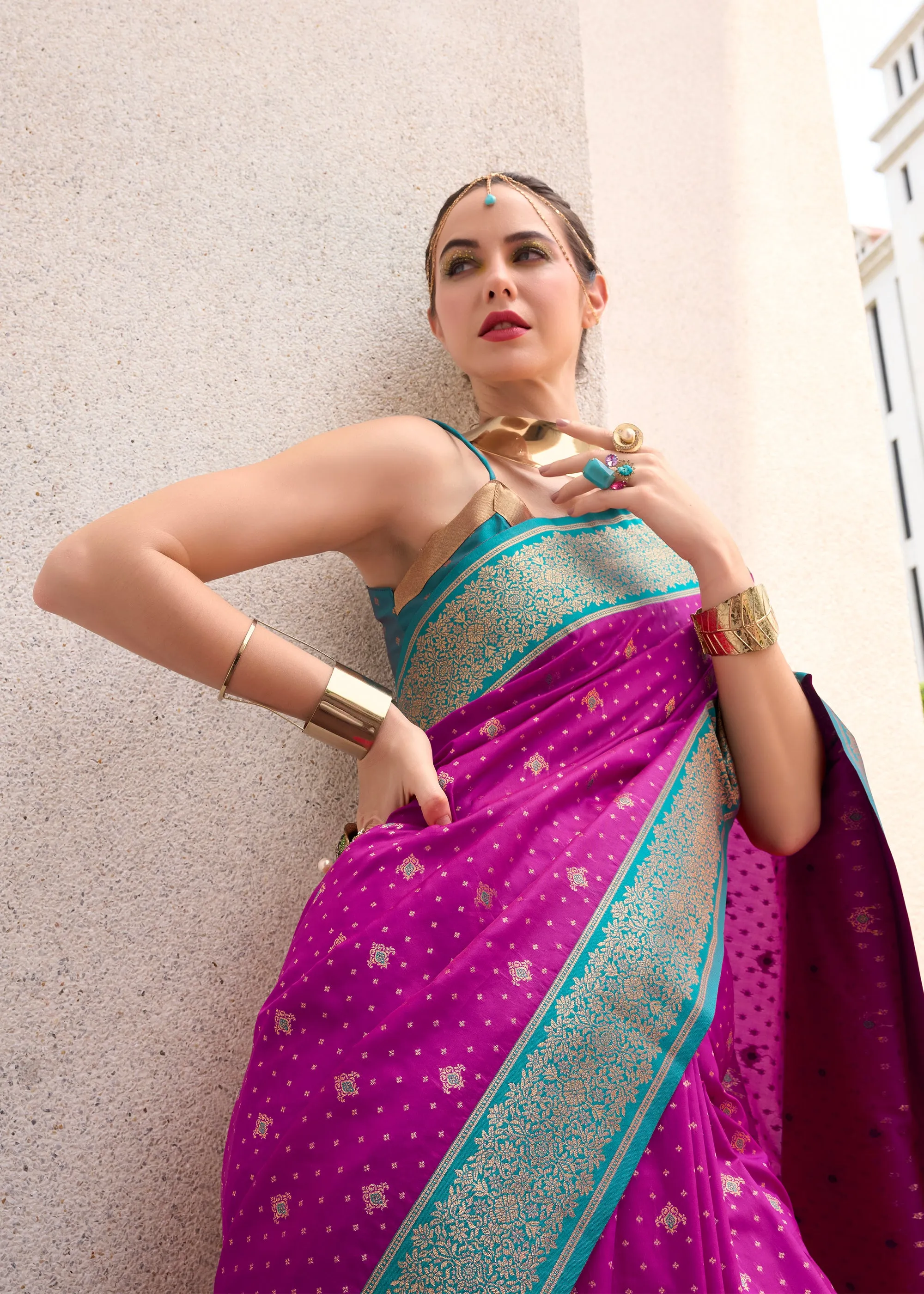 Orchid Purple Woven Banarasi Silk Saree