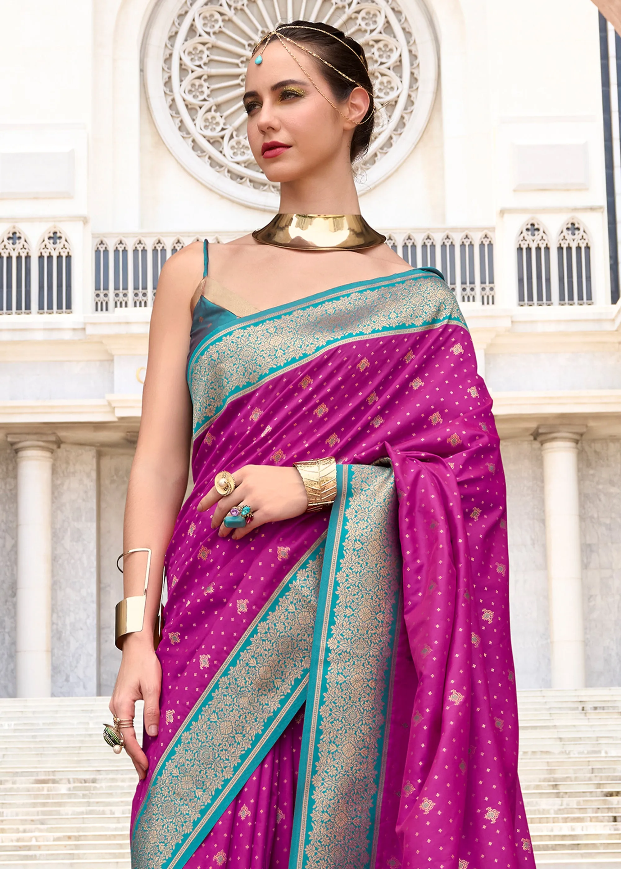 Orchid Purple Woven Banarasi Silk Saree