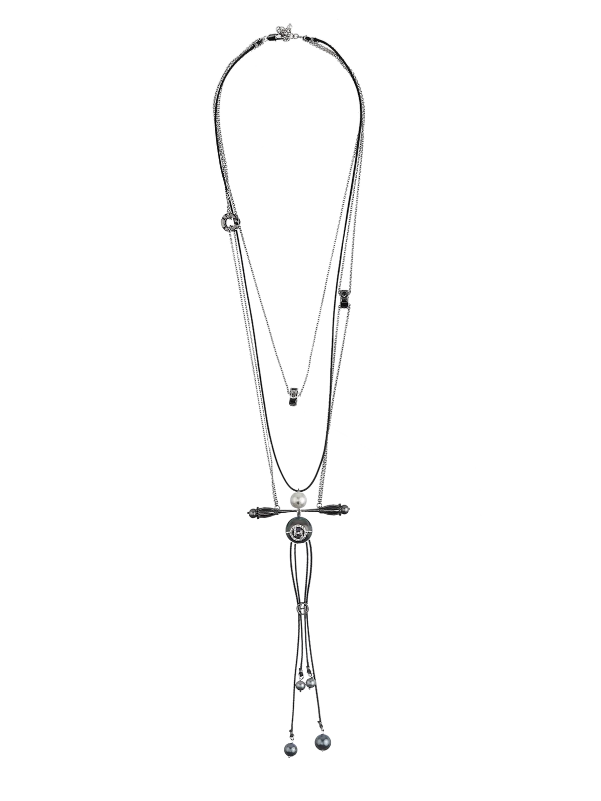 Outhouse   I    OH Abbey Leaf Nova Cosmos Chord Necklace Gunmetal New OHAW19NE011