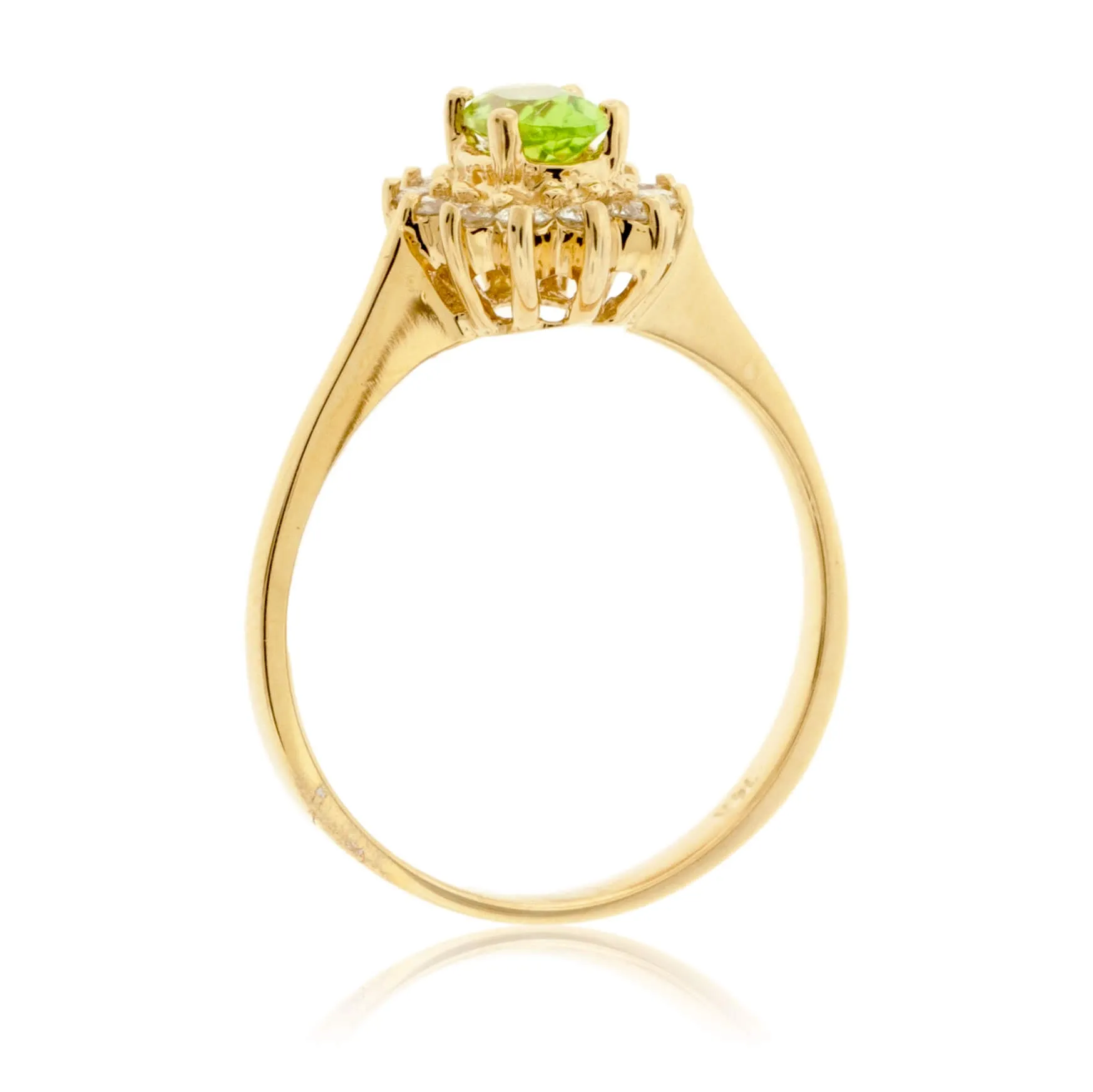 Oval Peridot & Classic Diamond Halo Ring