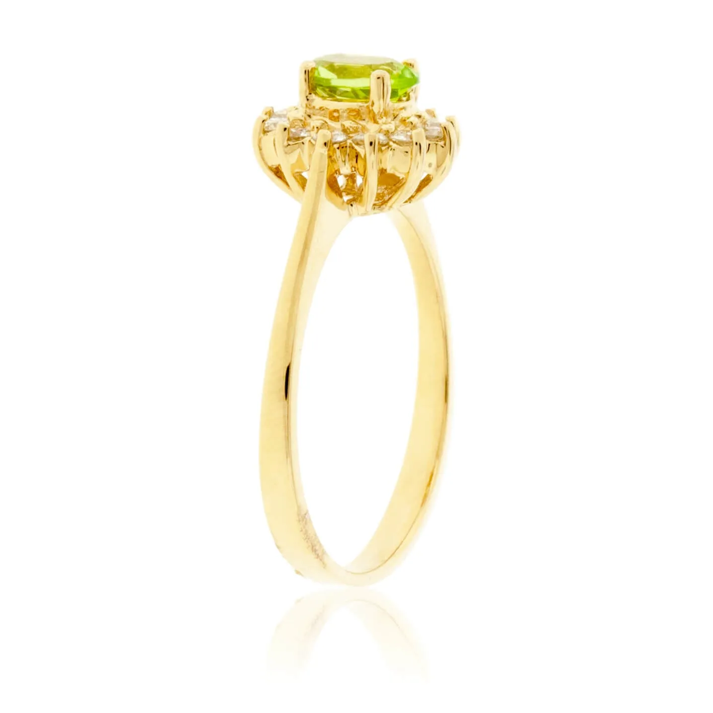 Oval Peridot & Classic Diamond Halo Ring