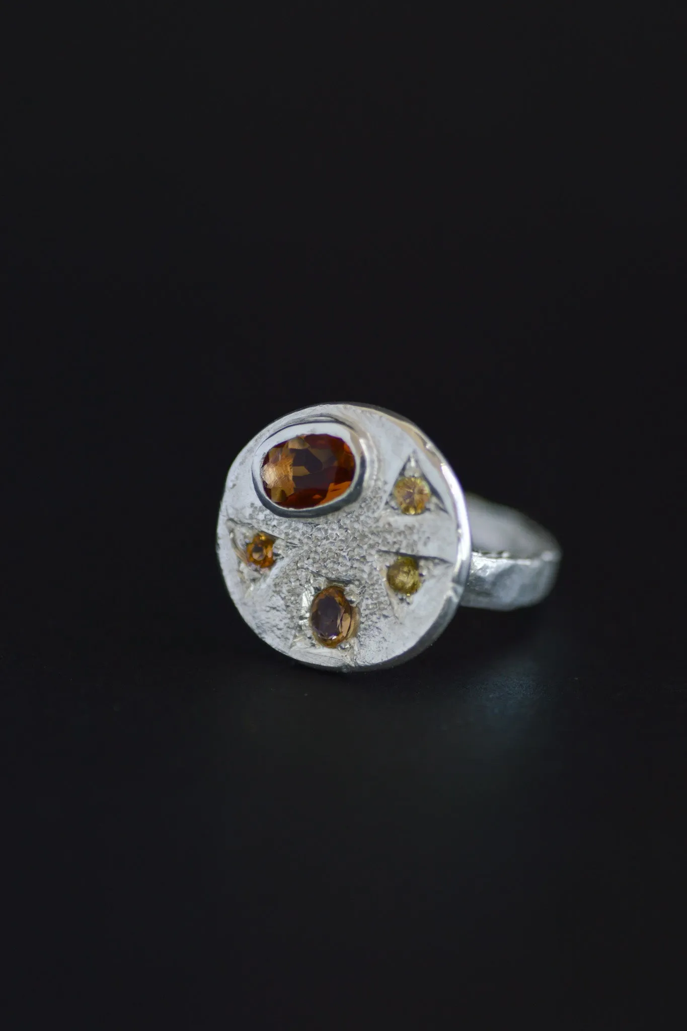 Palette Citrine & Sapphire Silver RIng 1282-3