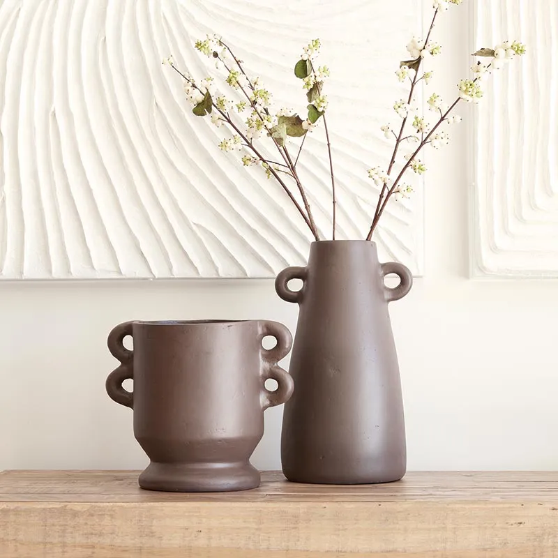 Paper Mache Vase - Brown