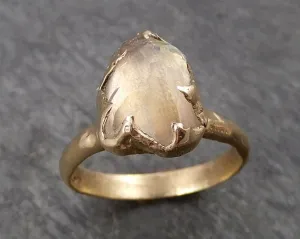 partially faceted moonstone yellow gold ring gemstone solitaire recycled 14k statement 1807 Alternative Engagement