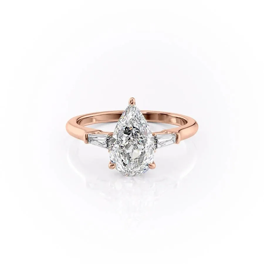 Pear Cut Moissanite, Traditional Classic Design