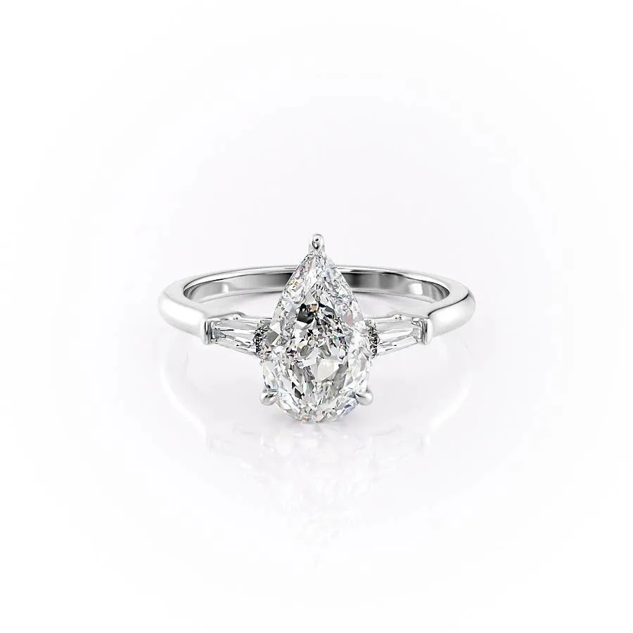 Pear Cut Moissanite, Traditional Classic Design