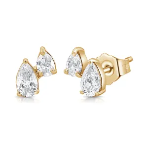 Pear Diamond Duo Stud Earring