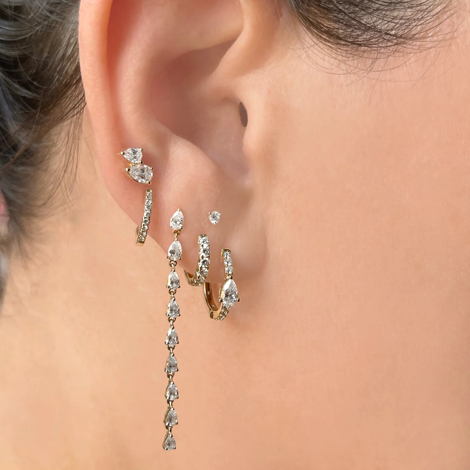 Pear Diamond Duo Stud Earring