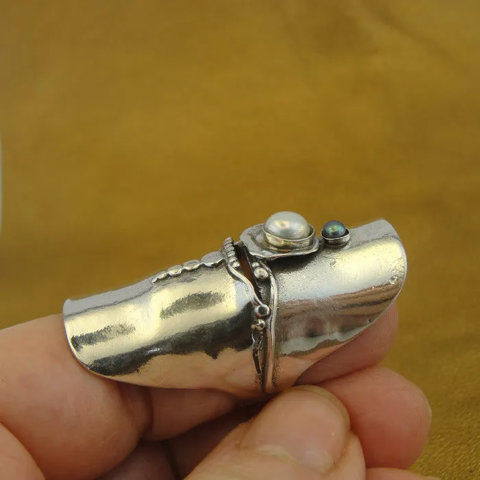 Pearl Ring 925 Sterling Silver 7.5,8,8.5,9,9.5 Handmade Hadar Designers (H106) Y