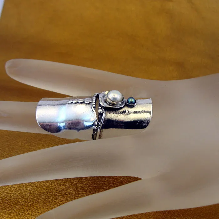 Pearl Ring 925 Sterling Silver 7.5,8,8.5,9,9.5 Handmade Hadar Designers (H106) Y